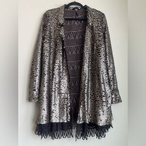 Small Free People Jacket Tarnished Sequin Stardust Gold